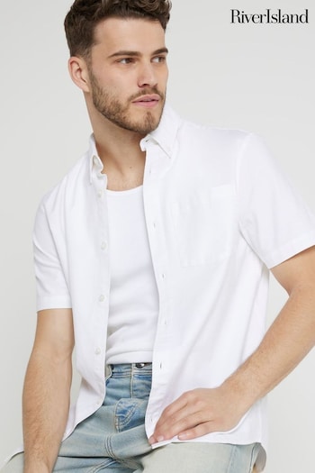 River Island White Short Sleeve Oxford Shirt (E43722) | £20