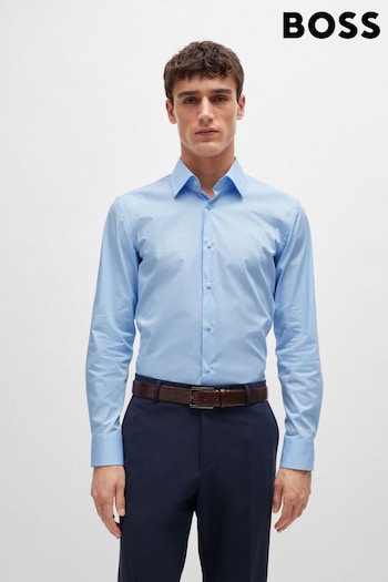 BOSS Blue Slim-Fit Easy-Iron Shirt In Stretch-Cotton Poplin (E43777) | £99