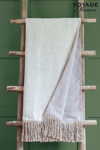 Voyage Maison Linen Jedburgh Woven Fringed Throw (E43837) | £155