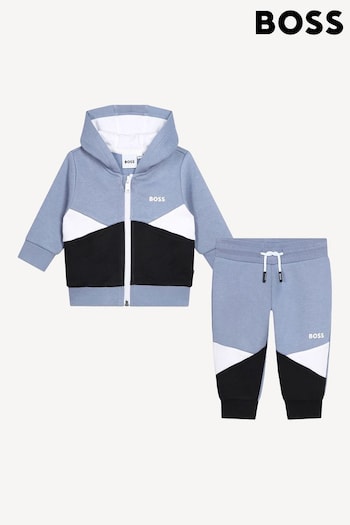 BOSS Blue Colourblock Baby Zip-Up Hoodie and Joggers Set (E44152) | £155