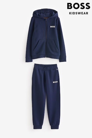 BOSS Blue Logo Zip-Up Hoodie and Joggers Set (E44153) | £159 - £199