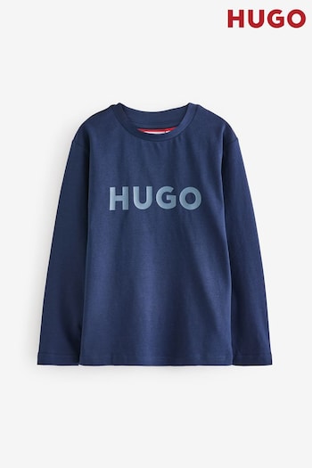 HUGO Blue Logo Long Sleeve T-Shirt (E44200) | £35 - £45