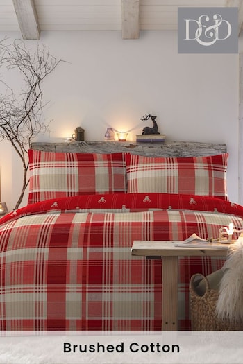 D&D Red Connolly Check 100% Cotton Duvet Cover Set (E44294) | £25 - £45