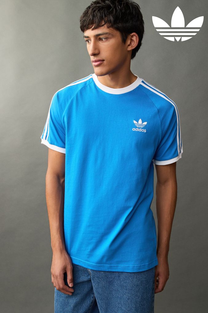 adidas Originals Mens T Shirts Colour Block 3 Stripe T Shirts Next UK