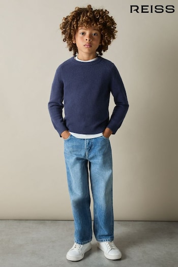 Reiss Dark Airforce Blue Cloud 3-9 yrs Wool Blend Crew Neck Jumper (E45152) | £38