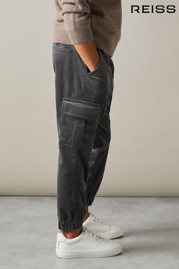 Reiss Steel Grey Aymos 9-13 yrs Corduroy Drawstring Trousers (E45155) | £40