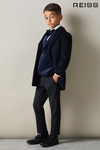 Reiss Baltic Blue Apsara 9-13 yrs Velvet Single Breasted Blazer (E45172) | £108