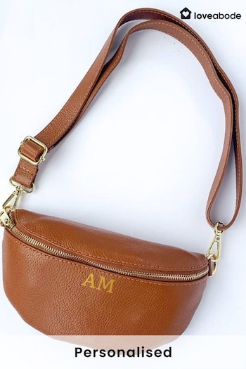 Loveabode Personalised Monogram Bum Brown Bag (E45278) | £29