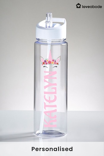 Loveabode Natural Personalised Clear Unicorn Water Bottle (E45280) | £16