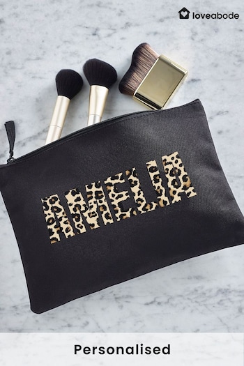 Loveabode Cream Personalised Animal Print Make Up Bag (E45282) | £15