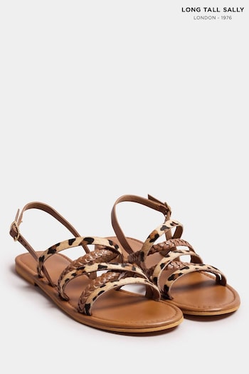 Long Tall Sally Brown Animal Strap Cross Over Sandals (E45612) | £37