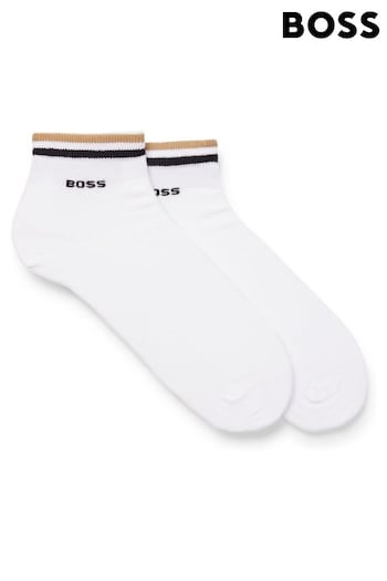 BOSS White Two-Pack Of Short-Length Socks With Signature-Stripe Cuffs (E45636) | £13