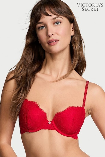 Victoria's Secret Vermillion Red Lightly Lined Demi Twinkle Shine Strap Bra (E46633) | £59