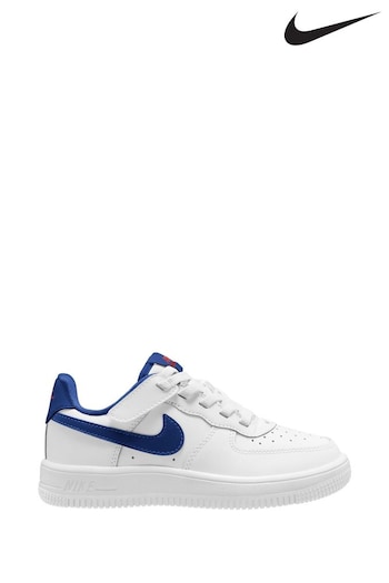 Nike White/Royal Blue Junior Air Force 1 Low EasyOn Trainers (E46722) | £55