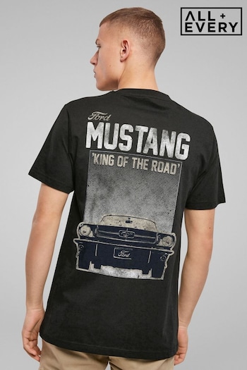 All + Every Black Mens Ford Mustang King Of The Road Quote T-Shirt (E46829) | £25