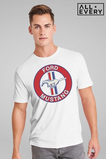 All + Every White Mens Ford Mustang Disc Logo T-Shirt (E46837) | £25