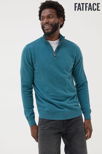 FatFace Rye Teal Blue Half-Neck Jumper (E46911) | £49.50