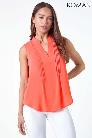 Roman Pink Sleeveless Pleat Detail Top (E47021) | £30