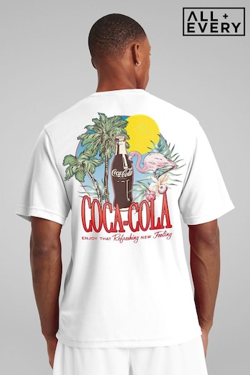 All + Every White Mens Coca Cola Summer 1886 Logo T-Shirt (E47135) | £25