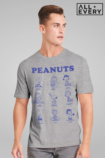 All + Every Grey Mens Peanuts Character Sketches T-Shirt (E47138) | £25