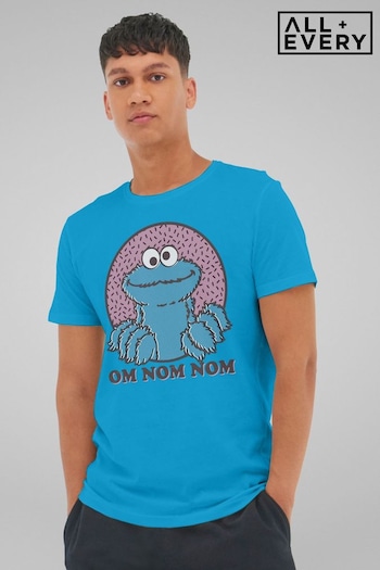 All + Every Blue Mens Sesame Street Cookie Monster Om Nom Nom T-Shirt (E47192) | £25