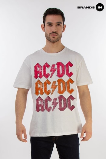 Brands In White Men AC/DC Distressed Repeat Logo T-Shirt (E47338) | £23