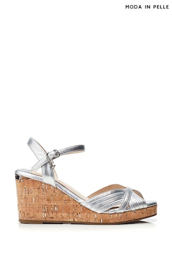 Moda in Pelle Black Peppermint Cork Wrap Wedge Sandals (E47430) | £79