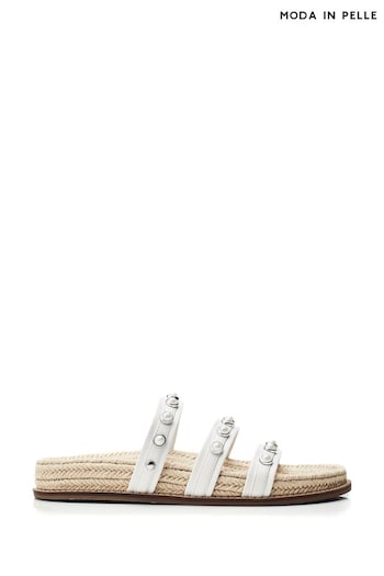 Moda in Pelle Orilla Espadrille Footbed Pearl White Sandals (E47433) | £79