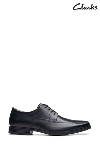 Clarks Black Leather Howard Over Shoes (E47488) | £70