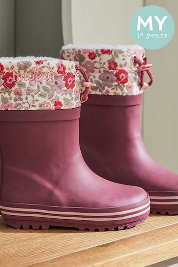 Personalised Plum Floral Welly Boots (E47528) | £32