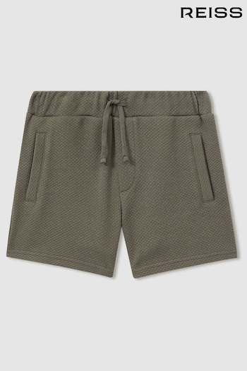 Reiss Green Smoke Robin Teen Textured Drawstring Shorts (E47883) | £32