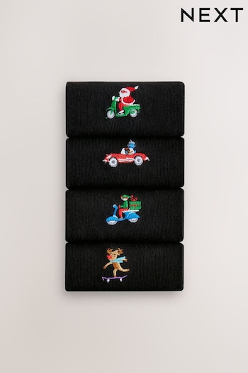 Black Christmas Embroidered Socks (E48197) | £12