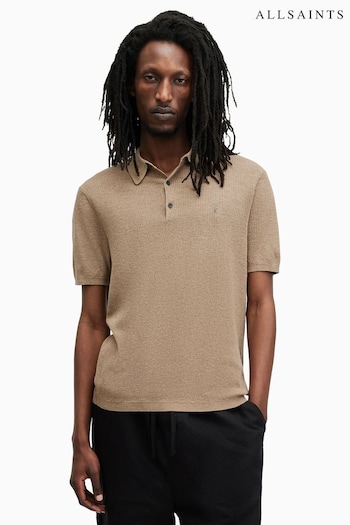 AllSaints Brown Aubrey Polo Shirt (E48208) | £85