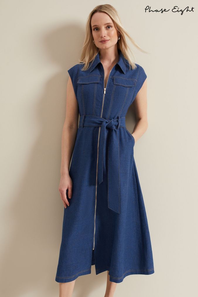 Buy Women s 6 Blue Phase Eight Linen Casual Dresses Online OnlinenevadaShops