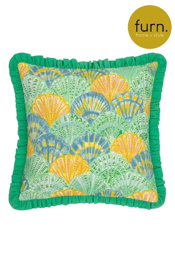 Furn Green 100% Cotton Clam Shells Frilled Cushion (E48633) | £22