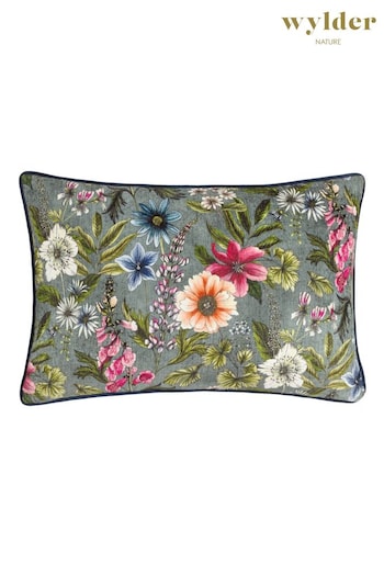 Wylder Nature Petrol Hidcote Manor Evelyn Floral Cushion (E48662) | £22