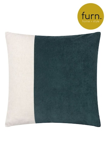 Furn Slate Blue Coba Washed Velvet Cushion (E48679) | £20