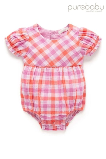 Purebaby Purple Gingham Romper (E48891) | £28