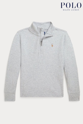 Polo long-sleeved Ralph Lauren Boys Grey Cotton  Quarter Zip Sweatshirt (E49611) | £79