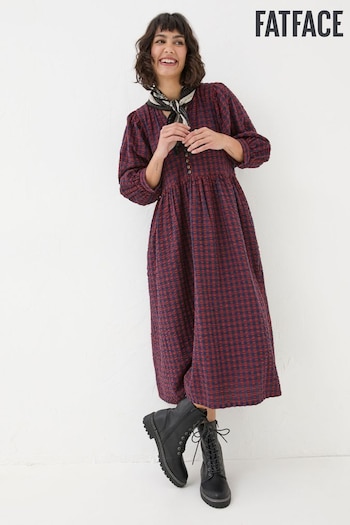 FatFace Ceil Burgundy Red Check Dress (E50021) | £69