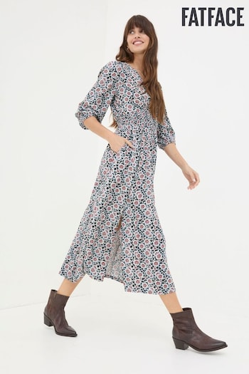 FatFace Rene Black Wild Floral Midi Dress (E50026) | £69