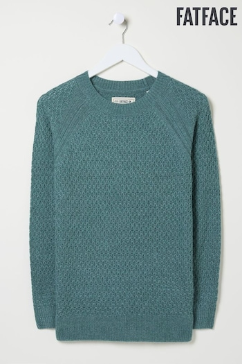 FatFace Ella Turquoise Blue Textured Jumper (E50056) | £49.50