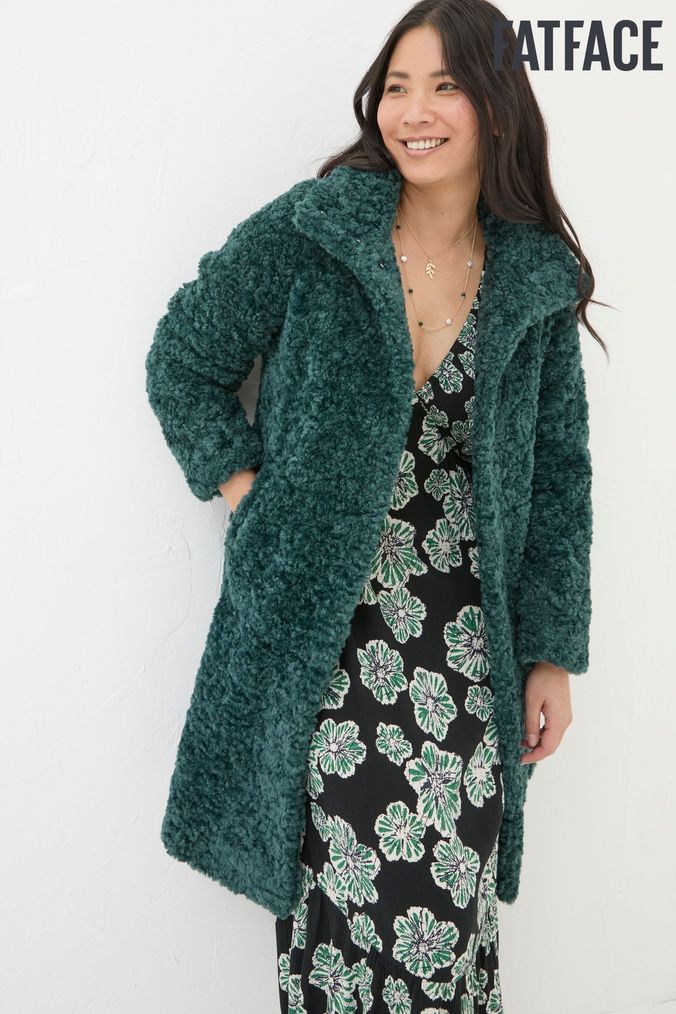 Forest green teddy coat best sale