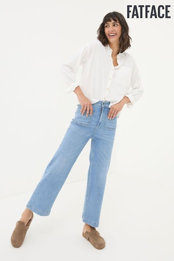 FatFace Keswick Light Vintage Blue Wide Leg Crop Jeans (E50259) | £59