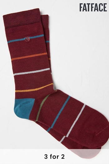 FatFace Burgundy Red Stripe Men's Socks 1 Pack (E50330) | £7.50