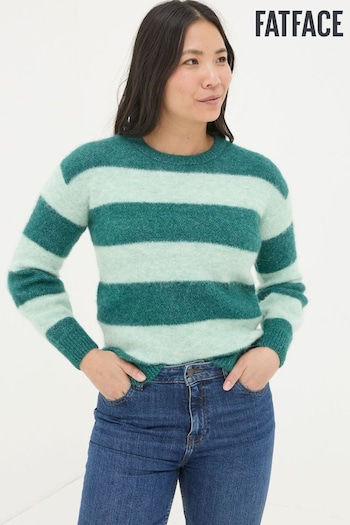 FatFace Revival Dark Teal Stripe Jumper (E50403) | £58