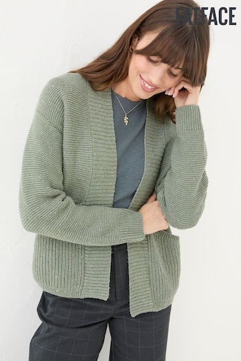 FatFace Clara Khaki Green Cotton Cardigan (E50465) | £58