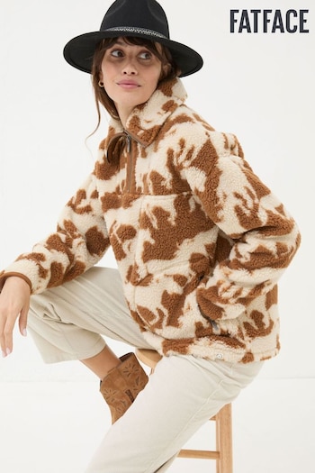 FatFace Parker Brown Horse Print Half Neck Fleece (E50507) | £65