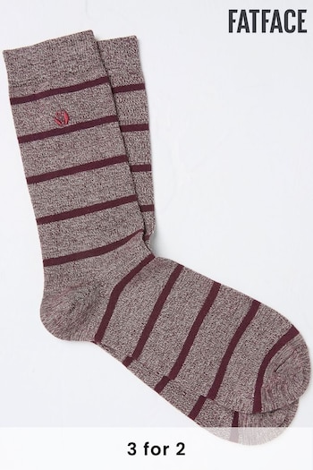 FatFace Red Zak Stripe Socks 1 Pack (E50517) | £7.50