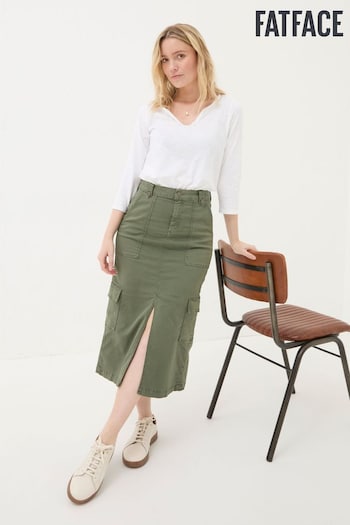 FatFace Lara Green Cargo Midi Skirt (E50615) | £49.50